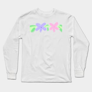 Purple pink watercolor floral art Long Sleeve T-Shirt